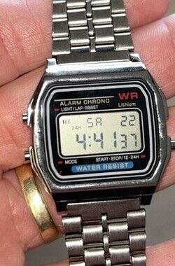 Y2K Vintage Silver Digital Watch Adjustable Stainless Steel
